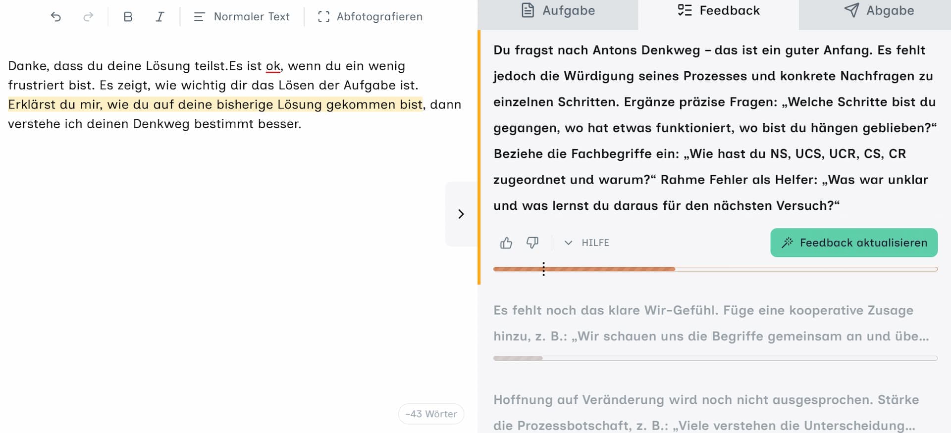 Abbildung 4: Weitere Feedback-Iterationen