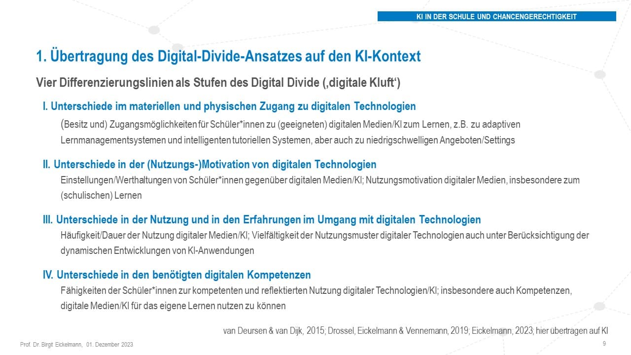 Die Digital-Divide-Theorie (u.a. van Deursen & van Dijk, 2015; Drossel, Eickelmann & Vennemann, 2019).